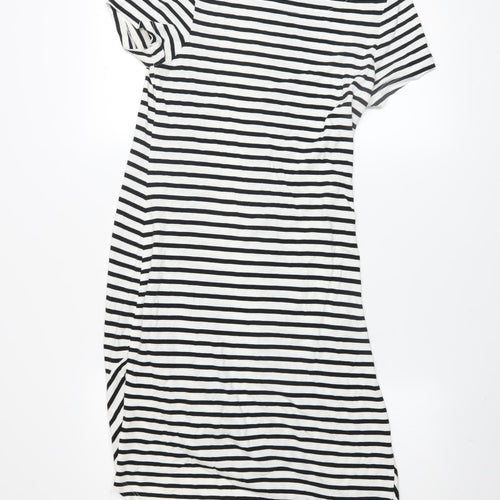 Silent Theory Women's Black Striped T-Shirt Dress Size 8 Casual Jersey