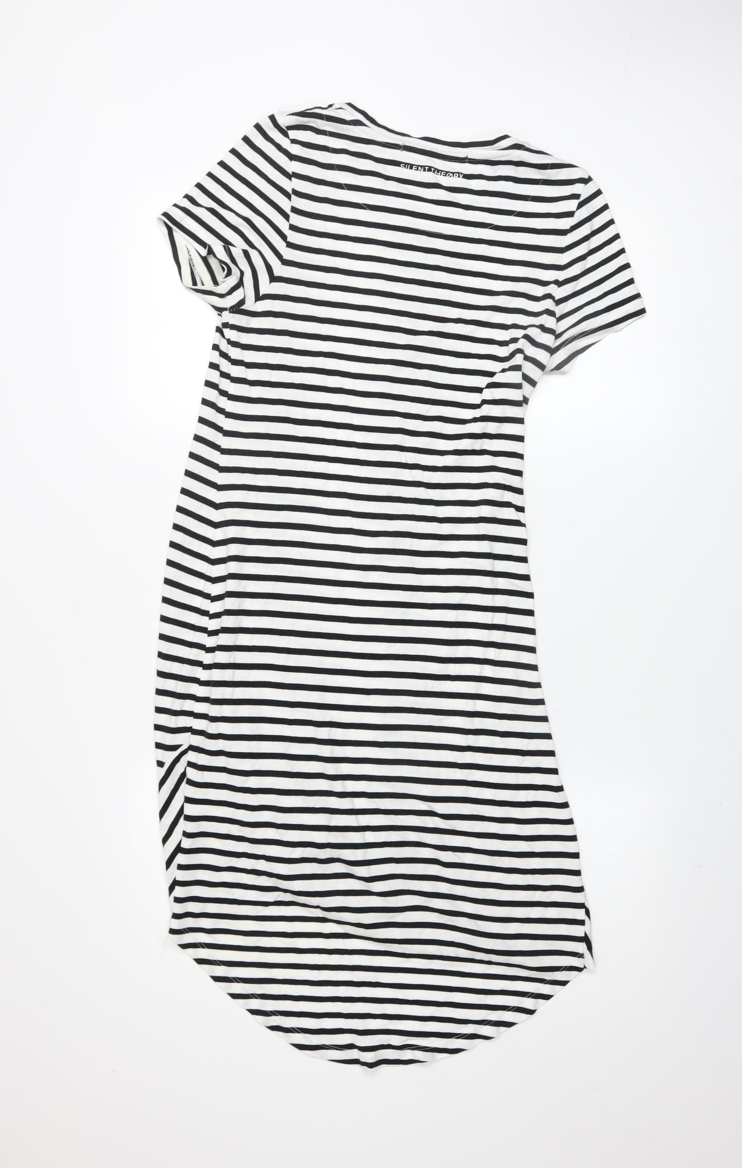 Silent Theory Women's Black Striped T-Shirt Dress Size 8 Casual Jersey
