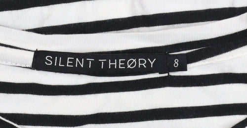 Silent Theory Women's Black Striped T-Shirt Dress Size 8 Casual Jersey