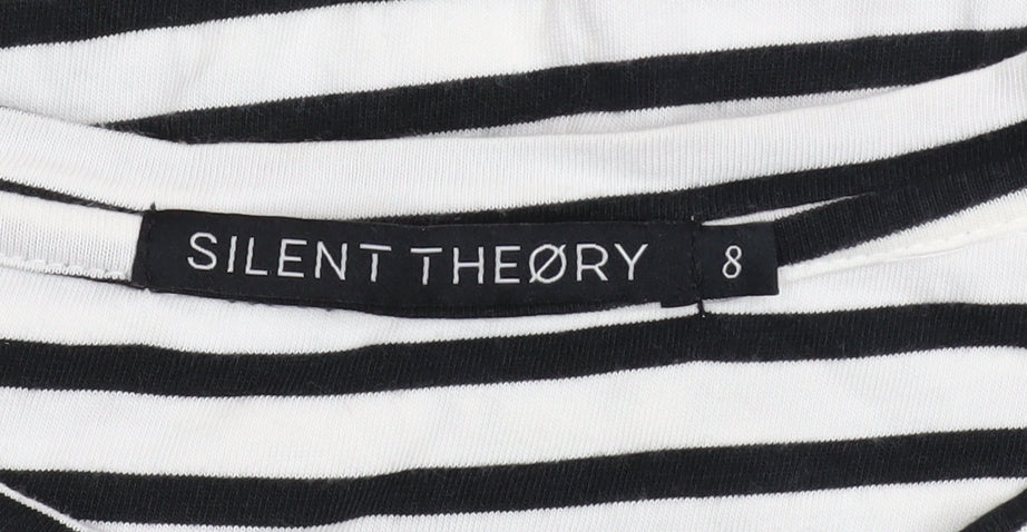 Silent Theory Women's Black Striped T-Shirt Dress Size 8 Casual Jersey