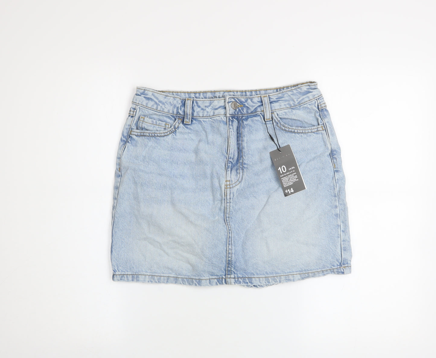 Primark Women Blue Size 10 Denim Short Pencil Skirt