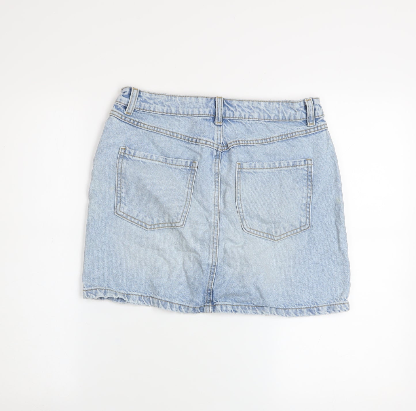 Primark Women Blue Size 10 Denim Short Pencil Skirt