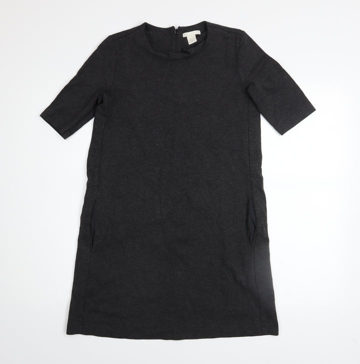 H&M Women Black XS Shift Knee Length Stretch Dress