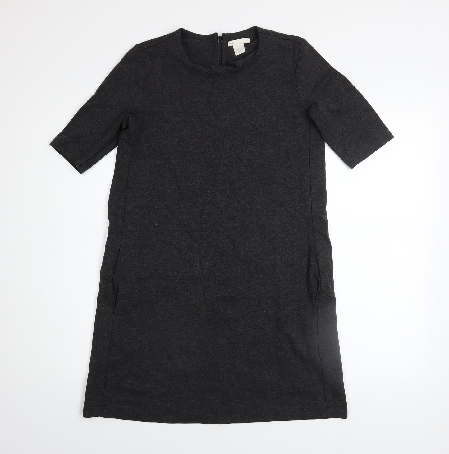 H&M Women Black XS Shift Knee Length Stretch Dress