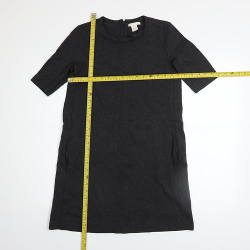 H&M Women Black XS Shift Knee Length Stretch Dress