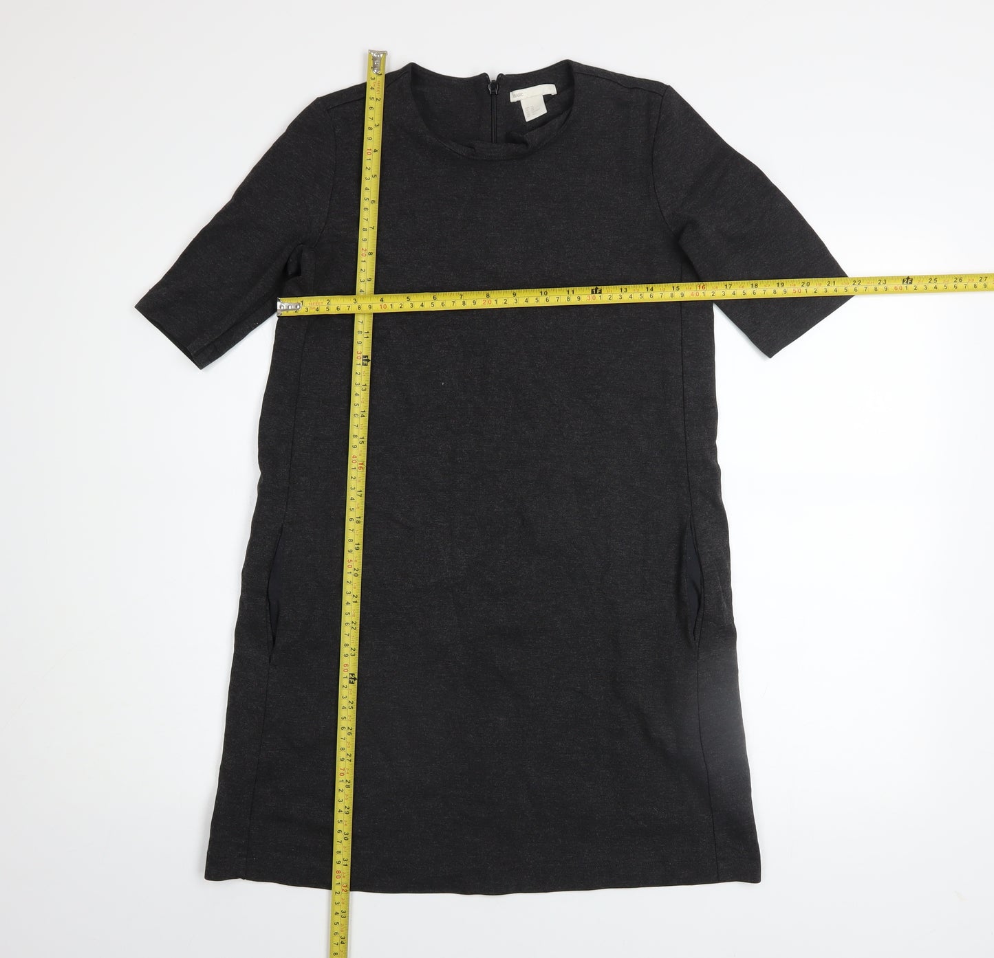 H&M Women Black XS Shift Knee Length Stretch Dress