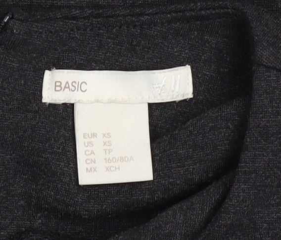 H&M Women Black XS Shift Knee Length Stretch Dress