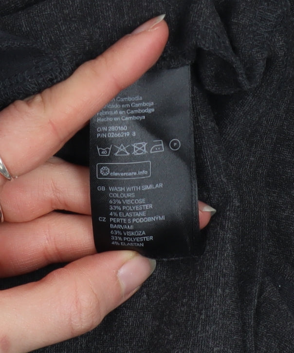 H&M Women Black XS Shift Knee Length Stretch Dress