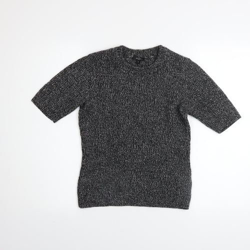 Hobbs Women's Grey Wool Blend Short Sleeve Knit Top Size 8
