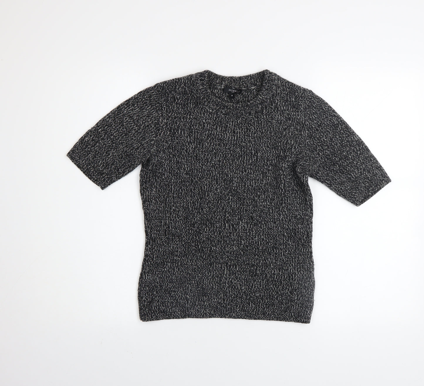 Hobbs Women's Grey Wool Blend Short Sleeve Knit Top Size 8