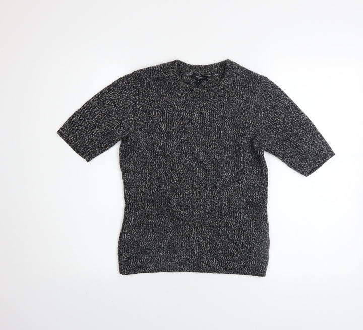 Hobbs Women's Grey Wool Blend Short Sleeve Knit Top Size 8