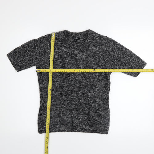 Hobbs Women's Grey Wool Blend Short Sleeve Knit Top Size 8