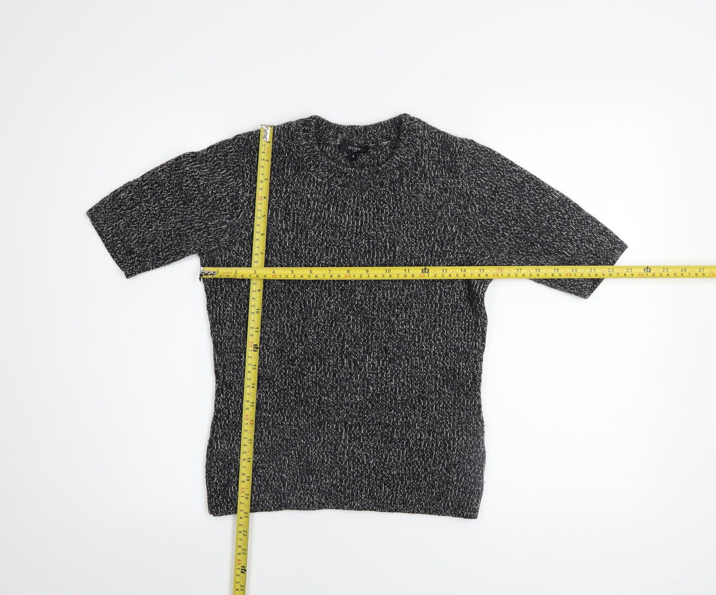 Hobbs Women's Grey Wool Blend Short Sleeve Knit Top Size 8