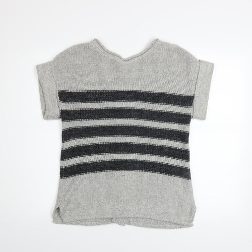 Mint Velvet Womens Grey Striped Short Sleeve Cardigan Size 10