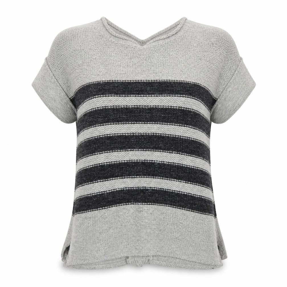Mint Velvet Womens Grey Striped Short Sleeve Cardigan Size 10