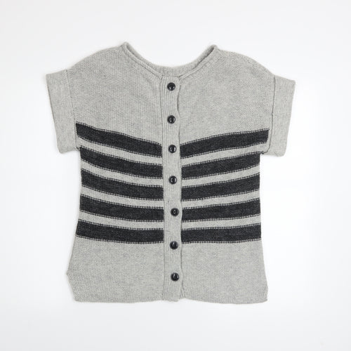 Mint Velvet Womens Grey Striped Short Sleeve Cardigan Size 10