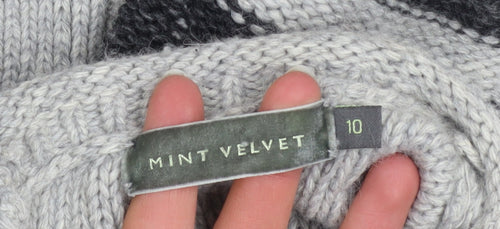 Mint Velvet Womens Grey Striped Short Sleeve Cardigan Size 10