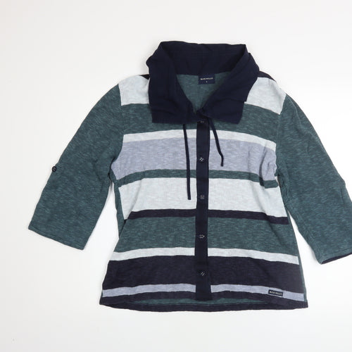 Blue Willi's Men's Blue Striped Linen Cotton Cardigan L