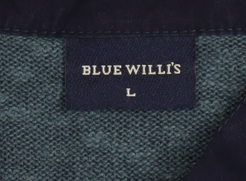 Blue Willi's Men's Blue Striped Linen Cotton Cardigan L