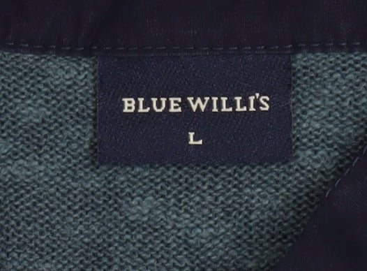 Blue Willi's Men's Blue Striped Linen Cotton Cardigan L