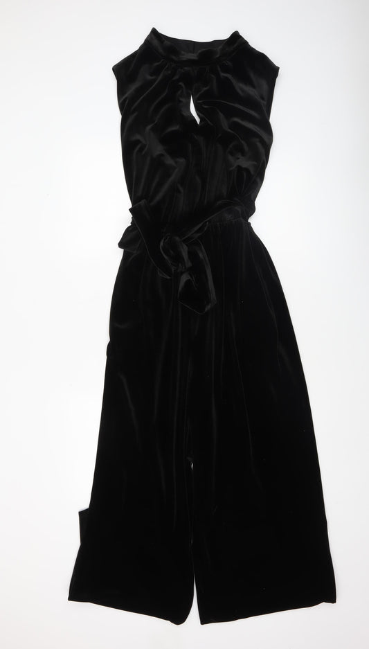 Tu Woman Black Velvet Sleeveless Wide-Leg Jumpsuit Size 24