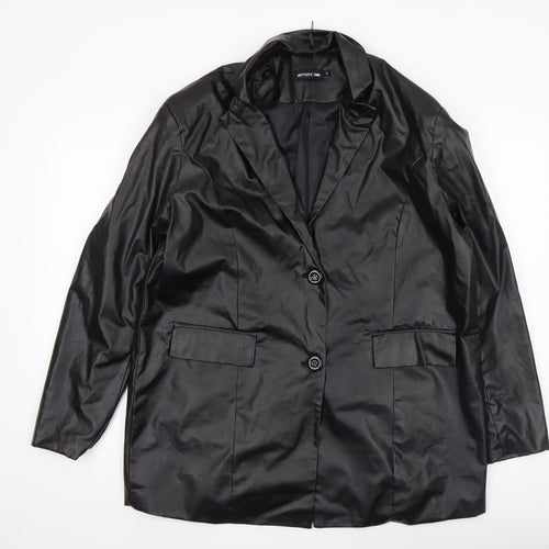 PrettyLittleThing Women’s Black Faux Leather Blazer Jacket Size S