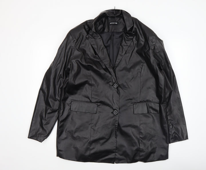 PrettyLittleThing Women’s Black Faux Leather Blazer Jacket Size S