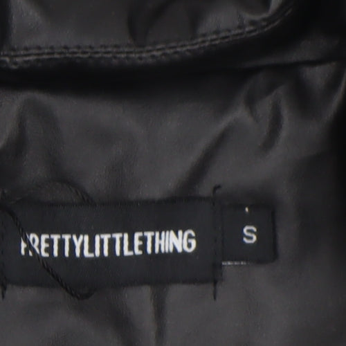 PrettyLittleThing Women’s Black Faux Leather Blazer Jacket Size S