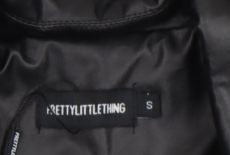 PrettyLittleThing Women’s Black Faux Leather Blazer Jacket Size S