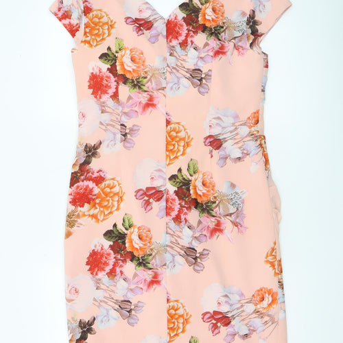 L'Atelier Womens Pink Floral Bodycon Dress Size 14 Elegant Wedding