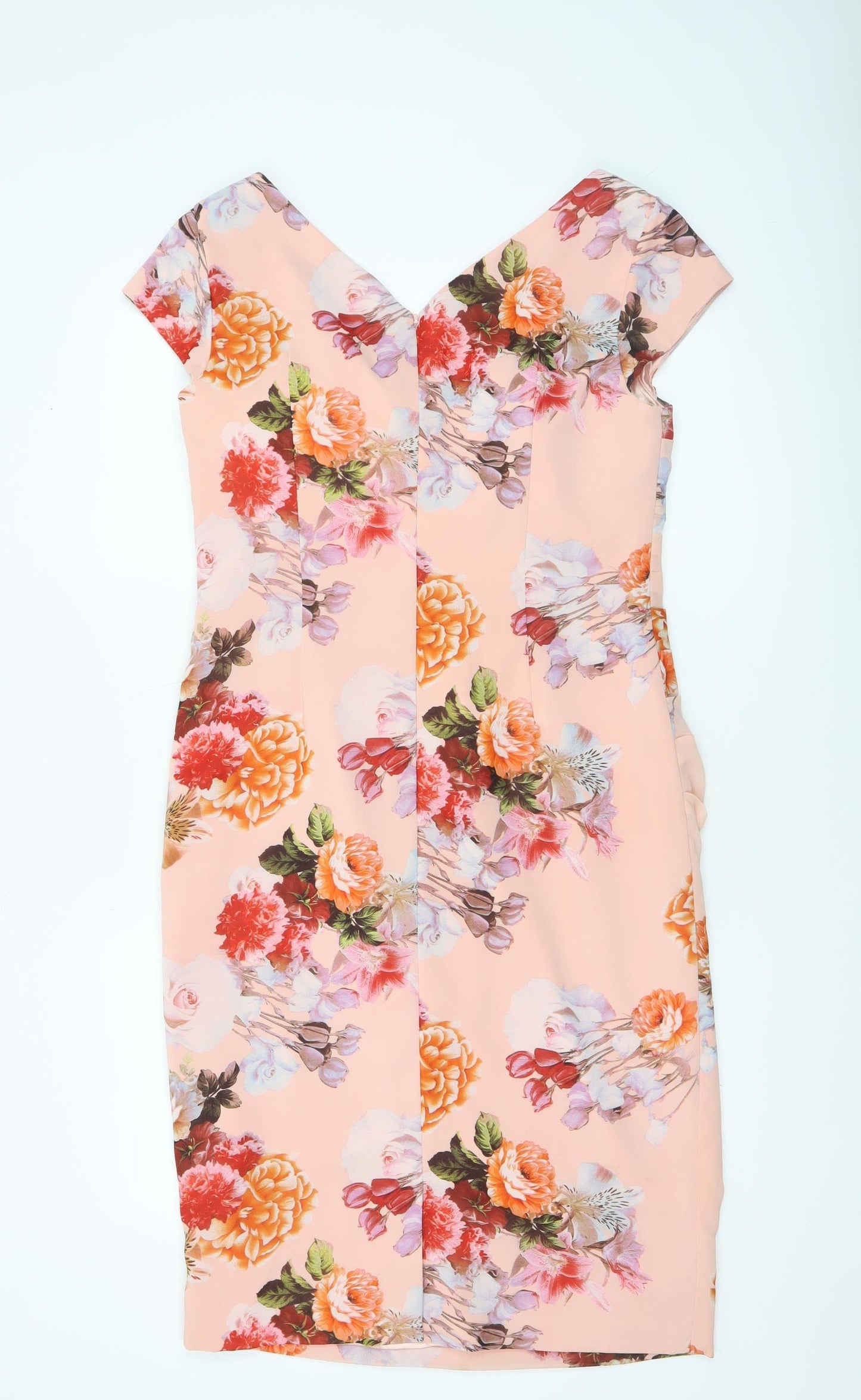 L'Atelier Womens Pink Floral Bodycon Dress Size 14 Elegant Wedding