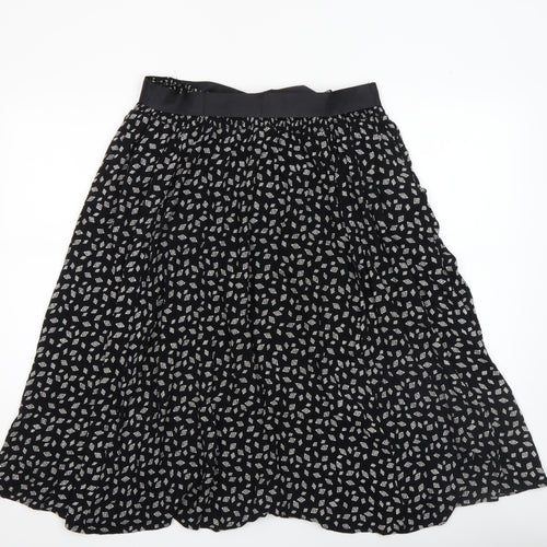 Whistles Women Black Midi Pleated Geometric Viscose Skirt M