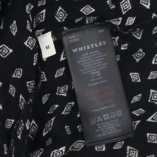 Whistles Women Black Midi Pleated Geometric Viscose Skirt M