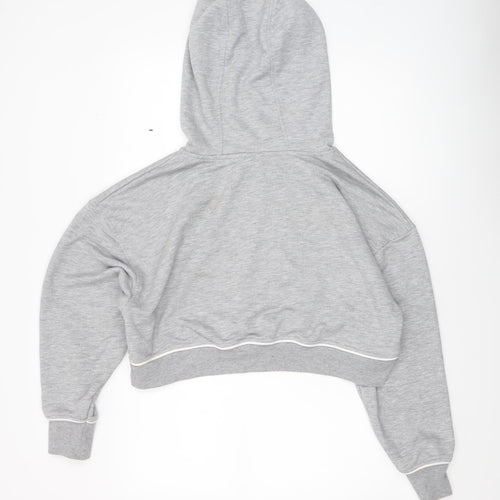 Ivy Park Women's Grey Cropped Hoodie Size M Drawstring Pullover