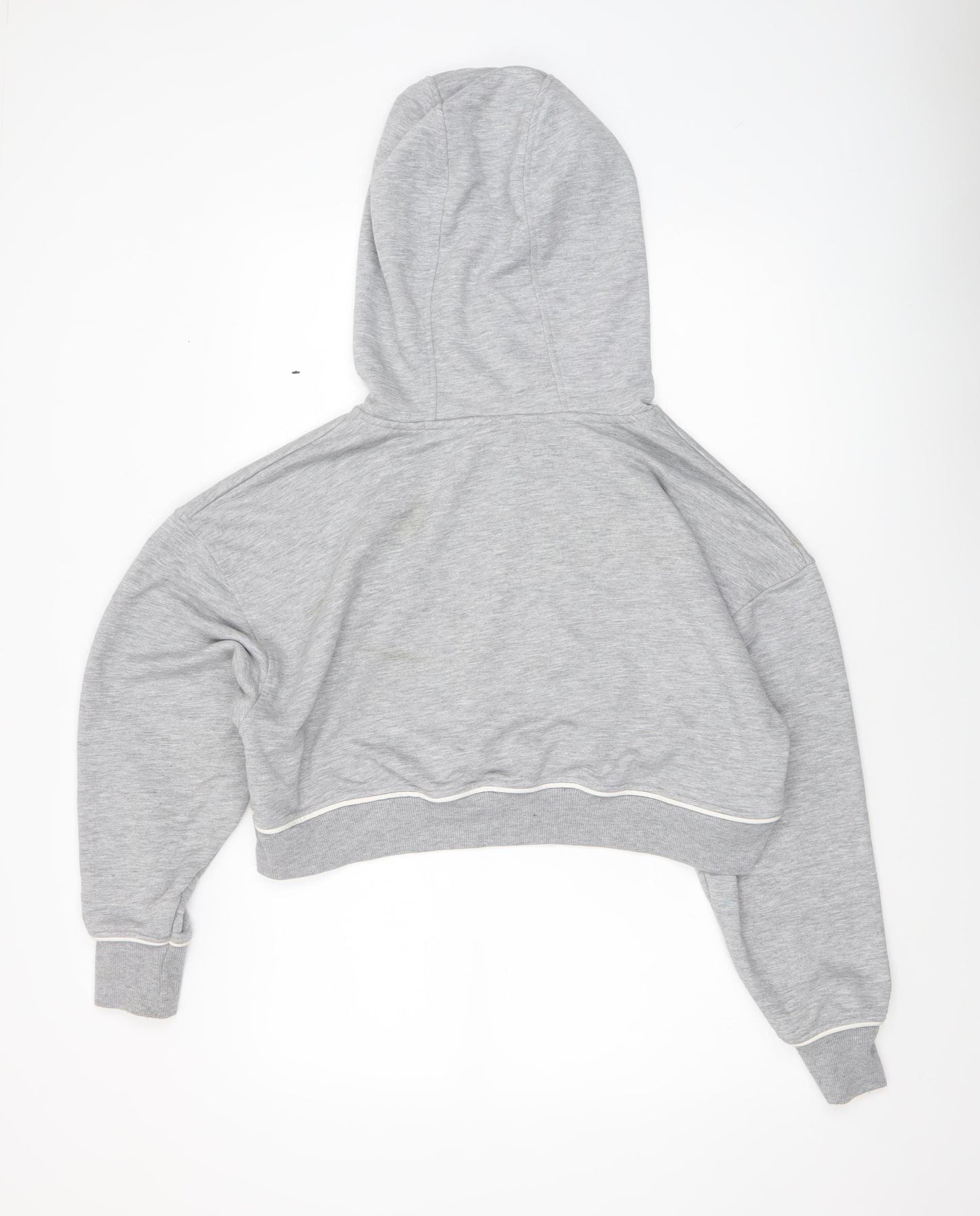 Ivy Park Women's Grey Cropped Hoodie Size M Drawstring Pullover