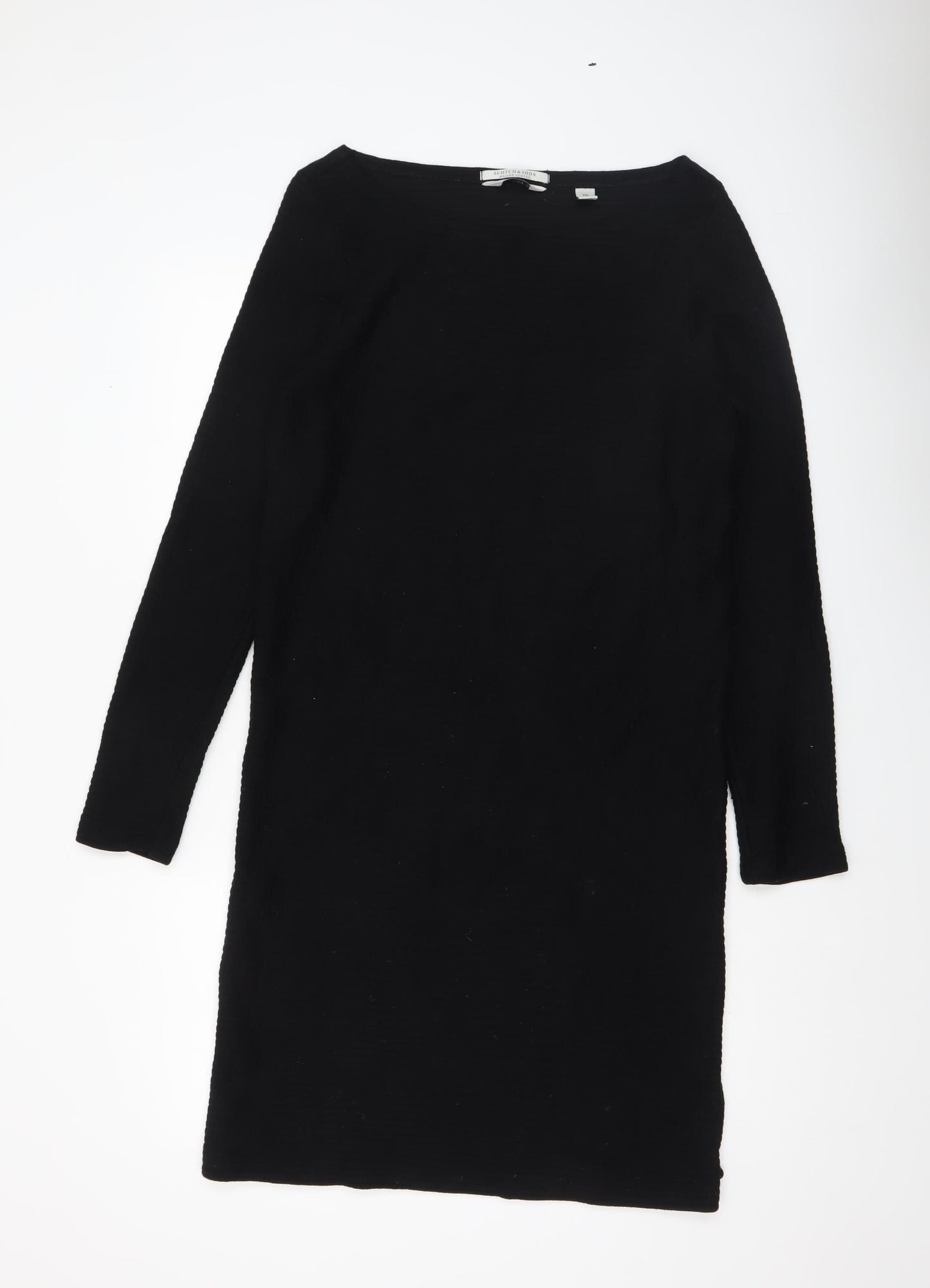 Scotch & Soda Women’s Black S Knit Sheath Dress Long Sleeve
