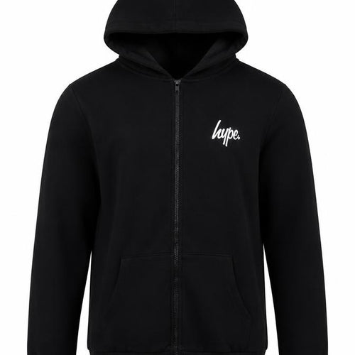 Hype Unisex Black Full Zip Hoodie Size 14 Cotton Blend