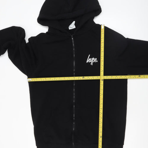 Hype Unisex Black Full Zip Hoodie Size 14 Cotton Blend