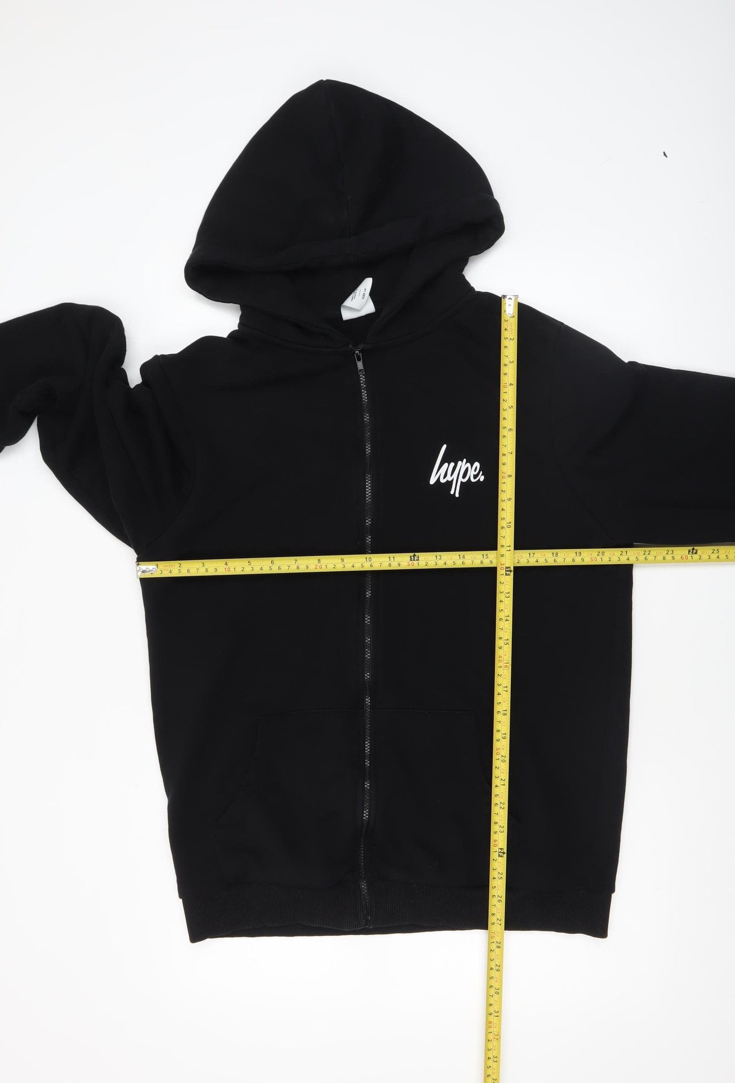 Hype Unisex Black Full Zip Hoodie Size 14 Cotton Blend