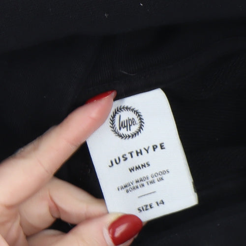 Hype Unisex Black Full Zip Hoodie Size 14 Cotton Blend