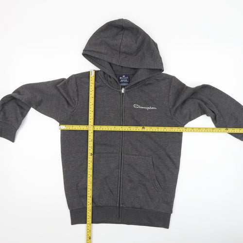Champion Boys Grey Full Zip Hoodie Medium 9-10 Years Cotton Blend