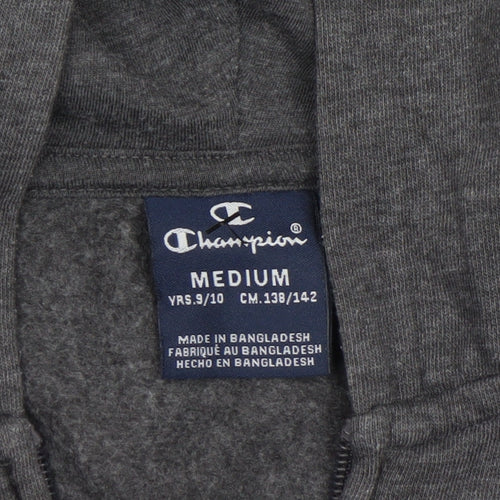 Champion Boys Grey Full Zip Hoodie Medium 9-10 Years Cotton Blend