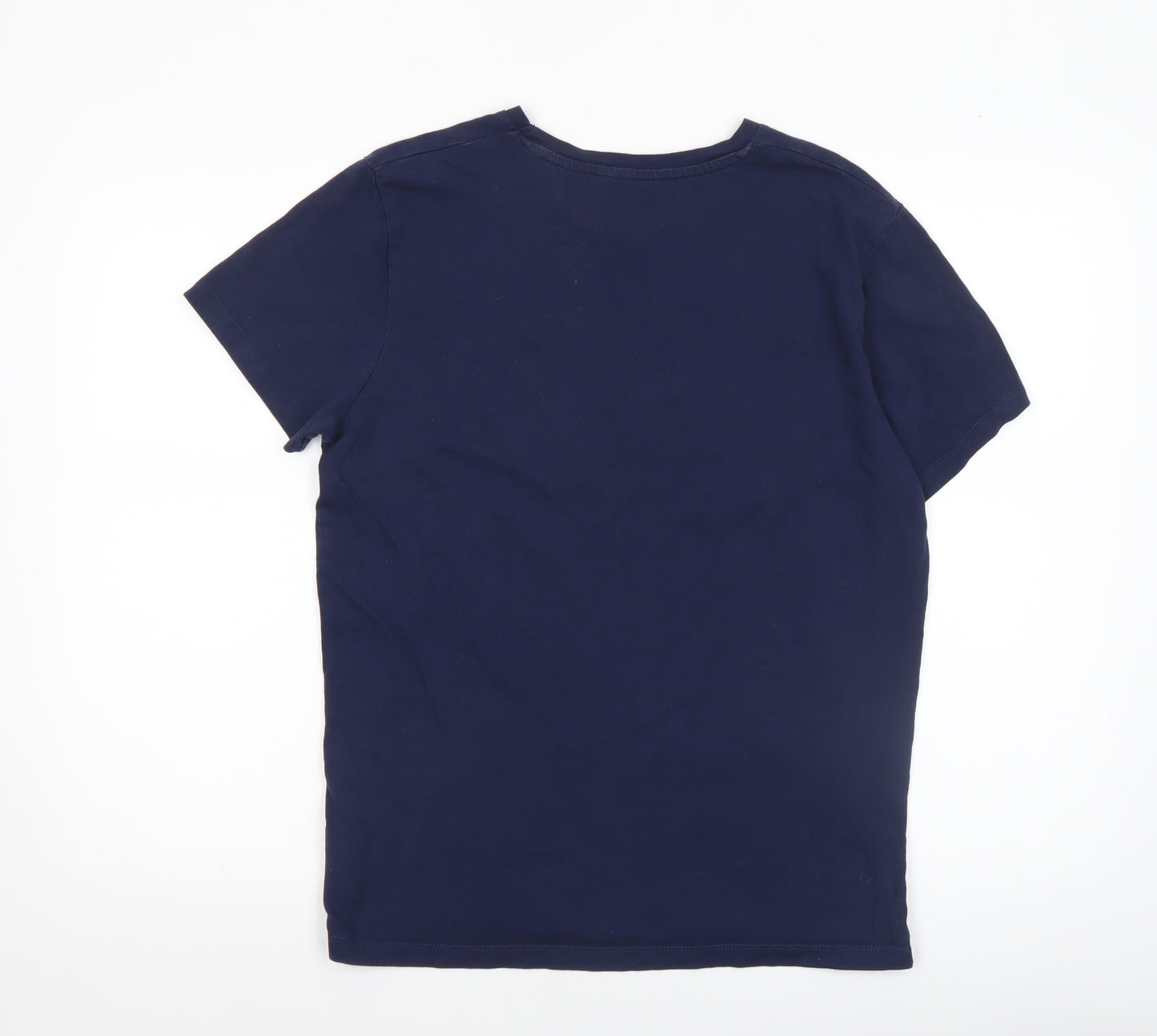 Jack & Jones Men's Blue Graphic Print Crew Neck Cotton T-Shirt Size S