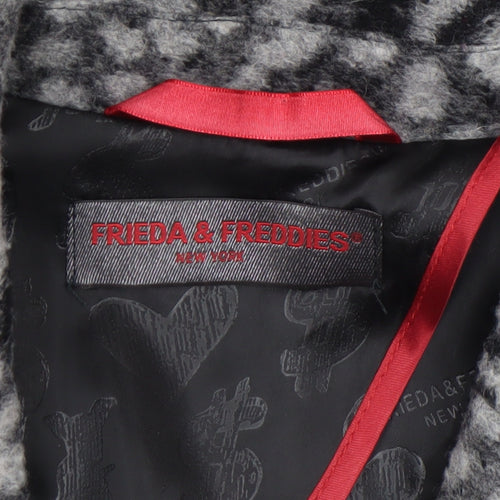 Frieda & Freddies Women Grey Animal Print Wool Blend Blazer Size 10