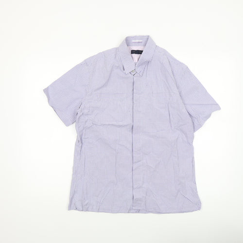 Banana Republic Men's Blue Check Short Sleeve Button-Up Shirt M