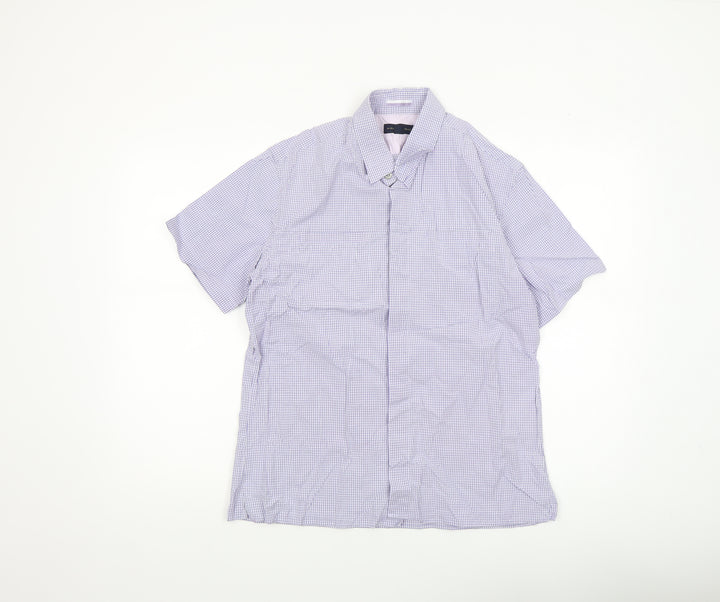 Banana Republic Men's Blue Check Short Sleeve Button-Up Shirt M
