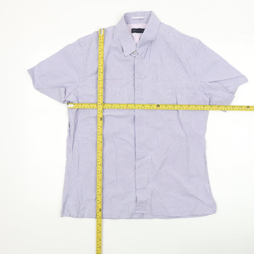 Banana Republic Men's Blue Check Short Sleeve Button-Up Shirt M