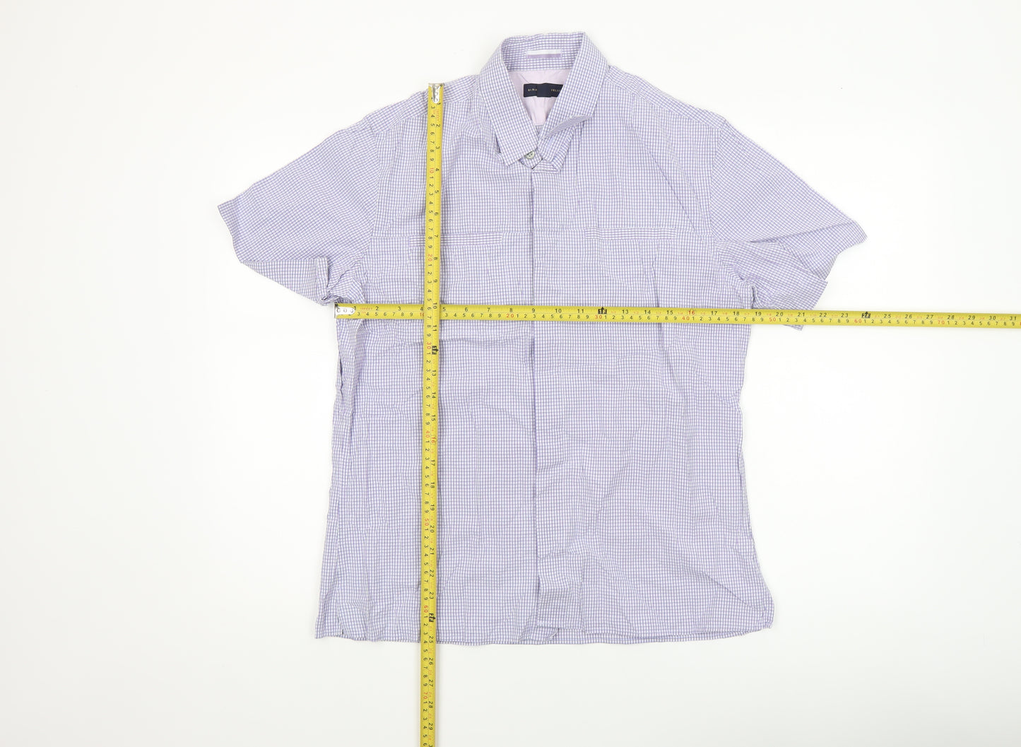 Banana Republic Men's Blue Check Short Sleeve Button-Up Shirt M