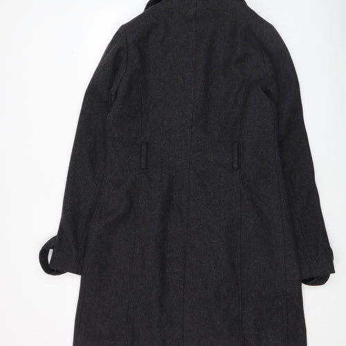 Chemistry Italia Women's Black Wool Blend Mid-Length Overcoat Size 14