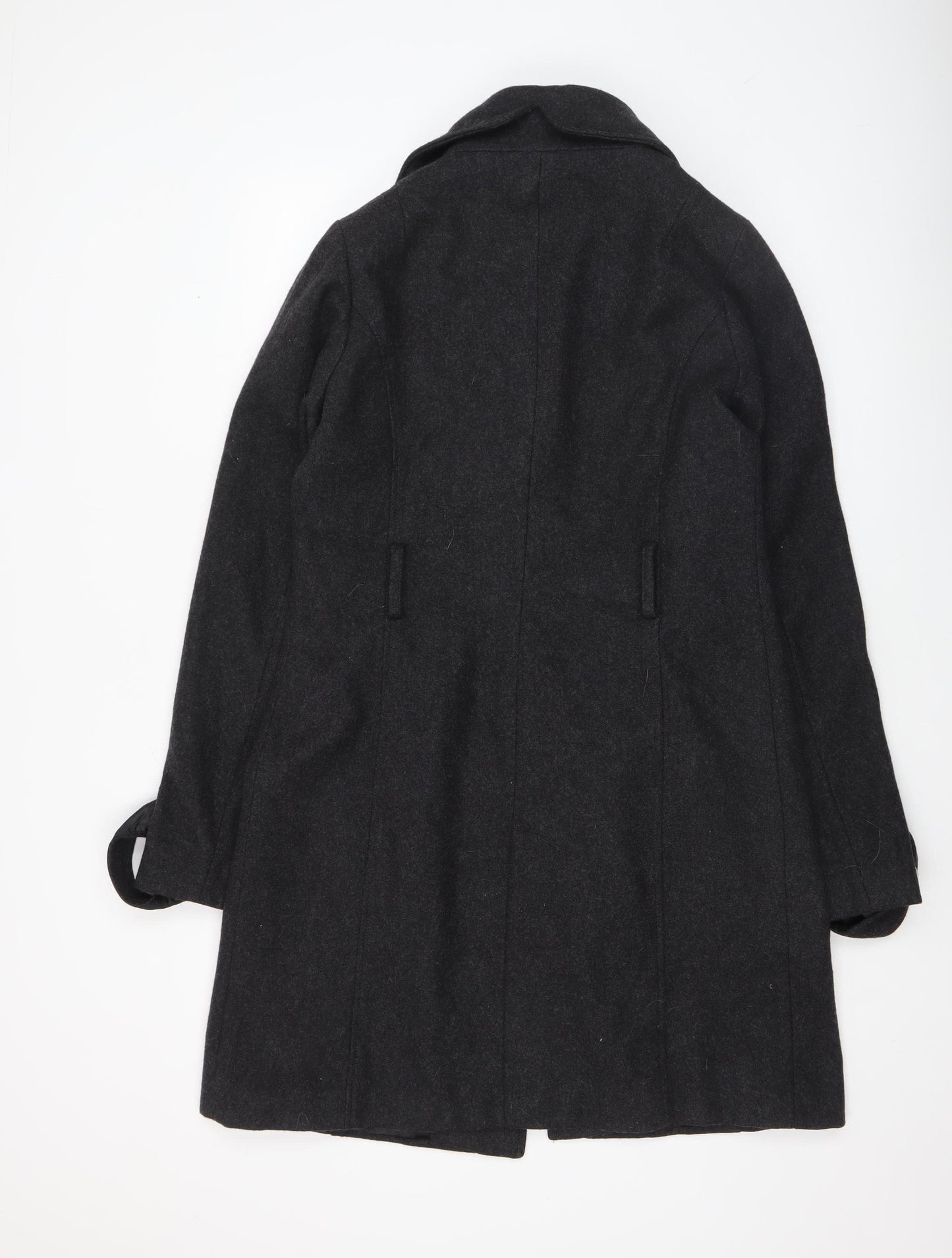 Chemistry Italia Women's Black Wool Blend Mid-Length Overcoat Size 14